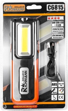 ЛАМПА ДЛЯ МАСТЕРСКОЙ АККУМУЛЯТОРНАЯ МАГНИТНАЯ POWERBANK LED 3в1 5Вт Richmann