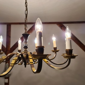 STYLOWY ŻYRANDOL MOSIĘŻNY 10-RAMIENNY,PRZEKRÓJ79CM