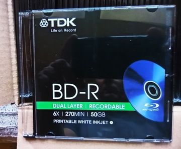 TDK BD-R DL 50ГБ х6 5шт. тонкий футляр для компакт-дисков