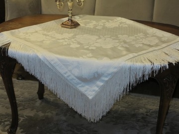 СПЕЦИАЛЬНЫЙ - WHITE BAW TABLECLOT - ШЕЛКОВЫЙ ДАМАСК СТРУЯЩАЯСЯ БАХОРКА 151/147+14