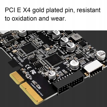 Карта адаптера PCIe 1X к USB A C 3.1 Gen2 10 Гбит/с