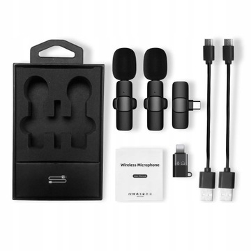 2 БЕСПРОВОДНЫХ МИКРОФОНА USB-C LIGHTNING ANDROID IOS
