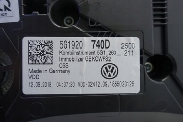 фото thumb №8, Спидометр приборы vw golf vii 7 5g 22996km 5g1920740d