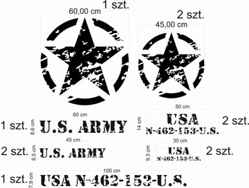 naklejki wojskowe us army gwiazda military ZESTAW