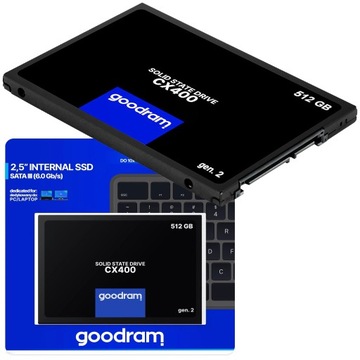 Быстрый SSD-накопитель 512 ГБ SATA GoodRam CX400 2,5 дюйма для консоли ноутбука