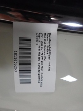 фото thumb №6, Mini cooper f54 clubman 15- крышка багажника