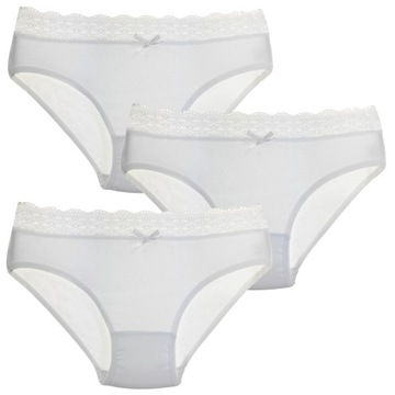 MORAJ Комплект из 3 трусиков GIRLS' PANTIES детские трусики COMMUNION белые кружевные 134-140