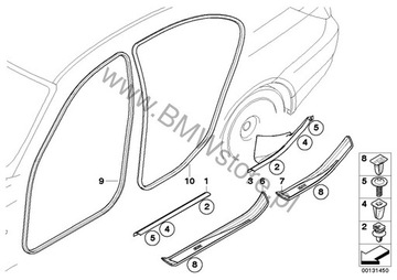 фото thumb №16, Bmw e60 e61 прокладка кузов дверь левая правая перед зад комплект 4szt bdb