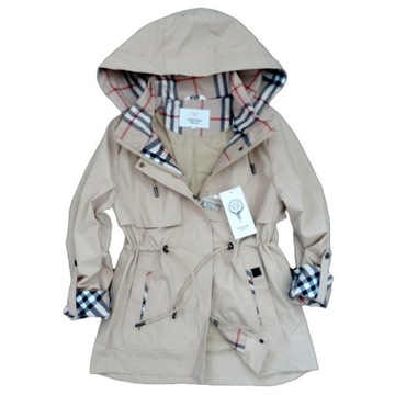 Итальянская ветровка PARKA бежевая весенняя клетка S