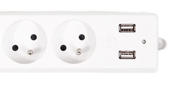 Przedłużacz listwowy listwa 3m 3x Gniazdo + 2x USB Biały