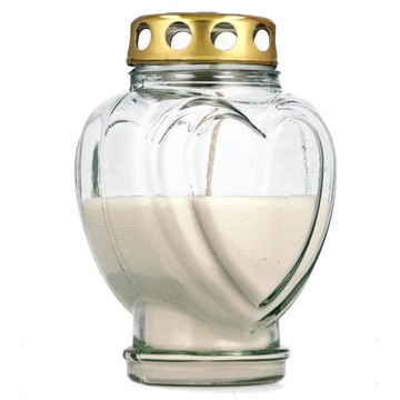 Znicz szklany zalewany Serce 18cm