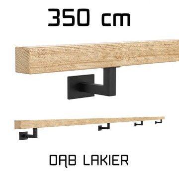 Poręcz ścienna drewniana dębowa dąb lakier 390cm