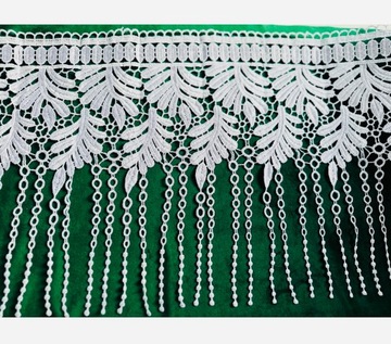 GIPIURA Koronka biała 30 cm Firana ORNAMENT SALON OZDOBNY WZÓR DEKOR liść
