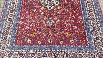 ИСФАХАНСКИЙ ПОДПИСАННЫЙ ГЛЯНЦЕВЫЙ R.ТКАНЫЙ ПЕРСИДСКИЙ КОВЕР ШЕЛК + ШЕРСТЬ ПРОБКА 158/260