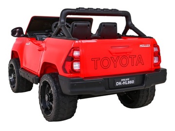 Автомобиль Toyota Hilux на аккумуляторе, красный, привод 4х4+MP3+LED