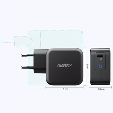 Choetech GaN Type C 61W 3A PD настенное зарядное устройство