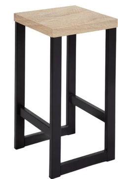 Taboret Hoker 60 cm LOFT DĄB ARTISAN /CZARNY Solidny Kolory Taborety