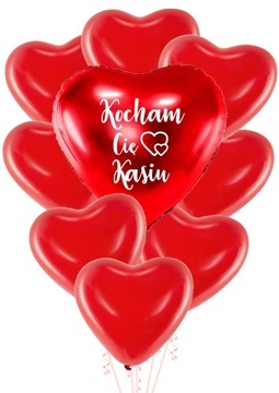Balony serca Kocham Cię + Imię prezent walentynki