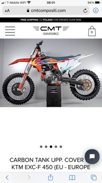 KTM EXC-F 20-23 верхний карбоновый бак КРЫШКА БАКА CMT CUBAMOTO