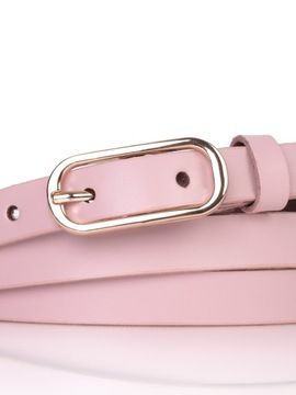 Узкий кожаный ремень POWDER PINK, 1,5 см, ЗОЛОТАЯ ПРЯЖКА