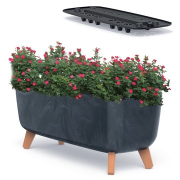 Цветочный горшок на ножках FLOWER BOX антрацит Система орошения