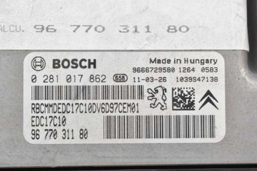 фото thumb №7, Блок керування двигуна 9677031180 0281017862 citroen c4 2 ii b7 1.6 hdi 90 km