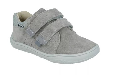 Кожаные туфли Barefoot Bartek 11041 на широкую ногу, серые на липучке, размер 26