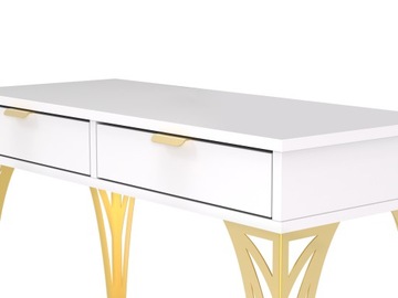 Toaletka Deco Loft biała złota 2 szuflady