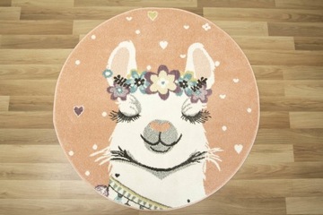 Обвенчались. КРУГЛЫЙ КОВЕР ДЛЯ ДЕВОЧКИ 160 СМ LAMA POWDER PINK HEARTS