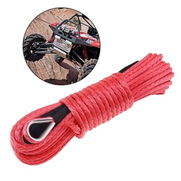Kabel do wyciągarki z włókna syntetycznego 6 mm x 15 m, czerwony