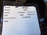 фото thumb №10, Opel vectra c koł докатка 16" 2160115 4.00btx16h2 et41