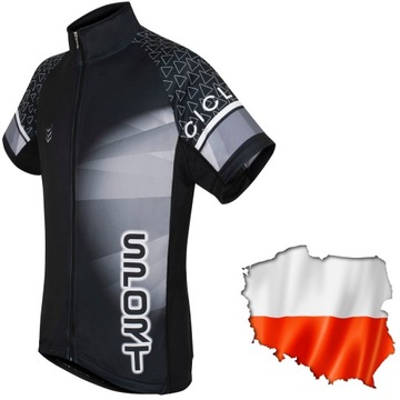 Koszulka sportowa kolarska unisex termo PRZEDŁUŻANY TYŁ ODBLASK KIESZEŃ XXL