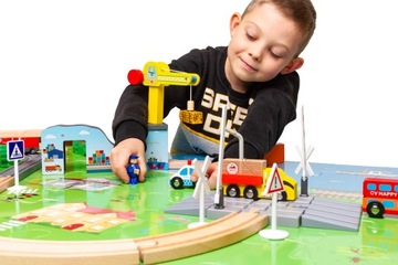 OGROMNA Drewniana Kolejka XXL PUZZLE mata Pociąg