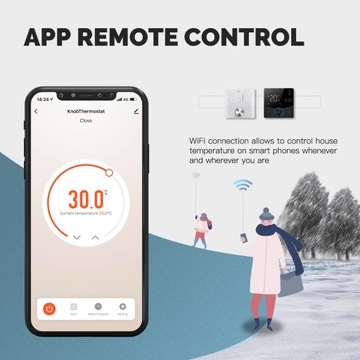 КОМНАТНЫЙ ТЕРМОСТАТ Wi-Fi TUYA LCD для электрического отопления РУЧКА 16А