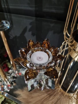 Lanitzer Lantern Candlestick Glamour Lotos Golden Crystal