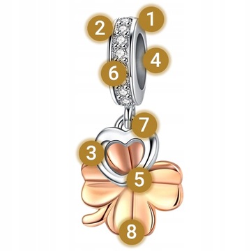 ПОДВЕСКИ золото CLOVER серебро 925 кулон S925 позолоченные цирконы бусины