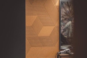 Designerski BIAŁY panel korkowy 3D STRIPE