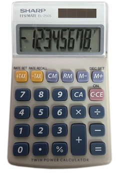 Калькулятор Sharp EL-250S, серо-синий, карманный