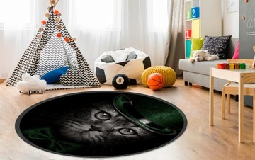 коврик под кресло стул кошка котенок черный круглый