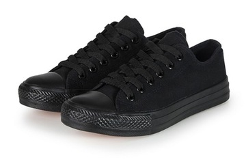 Buty sportowe TRAMPKI tenisówki całe czarne P4