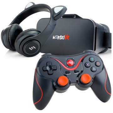 НАБОР ВИРТУАЛЬНЫХ ИГРОВ ДЛЯ ФИЛЬМОВ VR 3D ОЧКИ КОНТРОЛЛЕР BT НАУШНИКИ