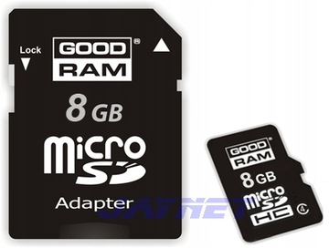 8 GB GOODRAM karta micro SDHC 8GB microSD +ad SD