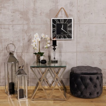 Подсвечник Glamour Lantern Chrome Crystal черный