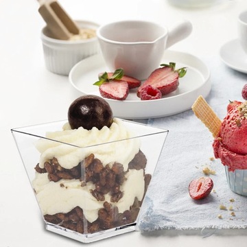 Square Mini Dessert Cups with Spoon Set - Elegant Disposable Supplies for J