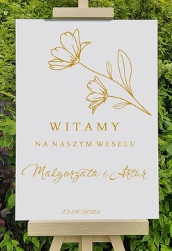 tablica powitalna Witajcie na weselu Dziękujemy ścianka ściankę imię 70x50