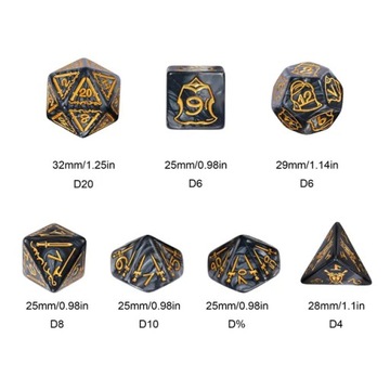 Подземный воин набор из 7 больших костей кубиков RPG