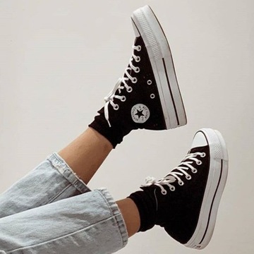 Converse All Star Shoes Sneakers Black Platform 560845c 38