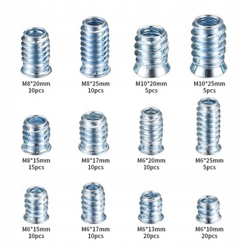130x ДВУХРЕЗЬБОВАЯ СОЕДИНИТЕЛЬНАЯ МУФТА ДЛЯ ВИНТОВ ПО ДЕРЕву M6/M8/M10