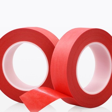TAŚMA SAMOCHODOWA MASKUJĄCA PLASTIKOWA CZERWONA KLEJ PAPIEROWA DUCT