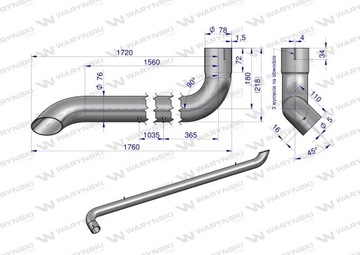 Tłumik rura wydechu inox John Deere WARYŃSKI